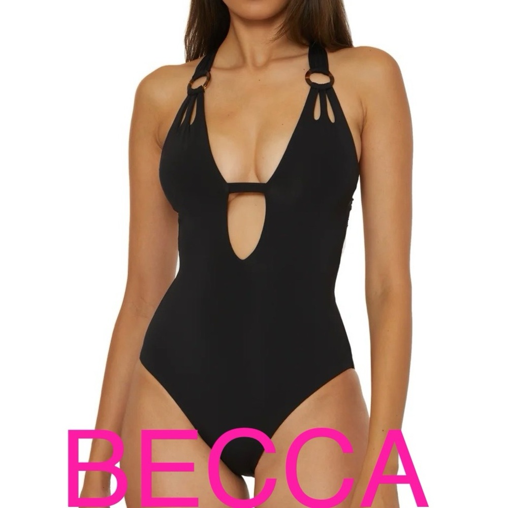 BECCA O-ring  Black One-Piece Swimsuit size L